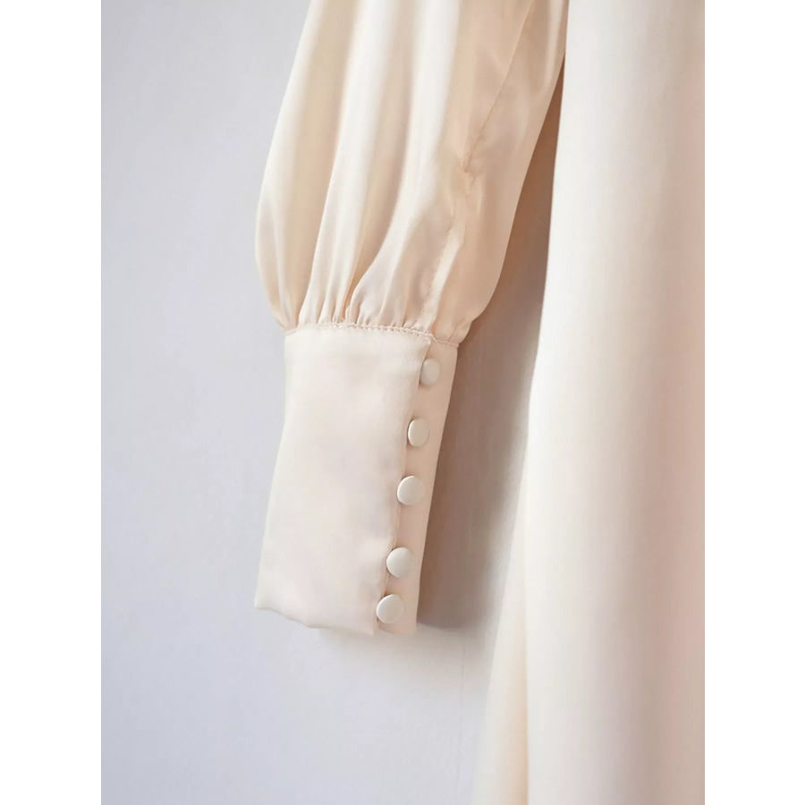 V-Neck Lantern Sleeve Midi Dress Apparel and Accessories