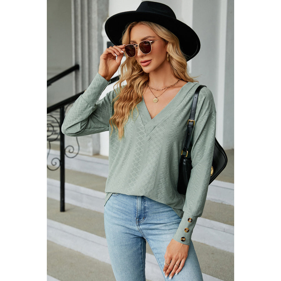 V - Neck Lantern Sleeve T - Shirt Apparel and Accessories