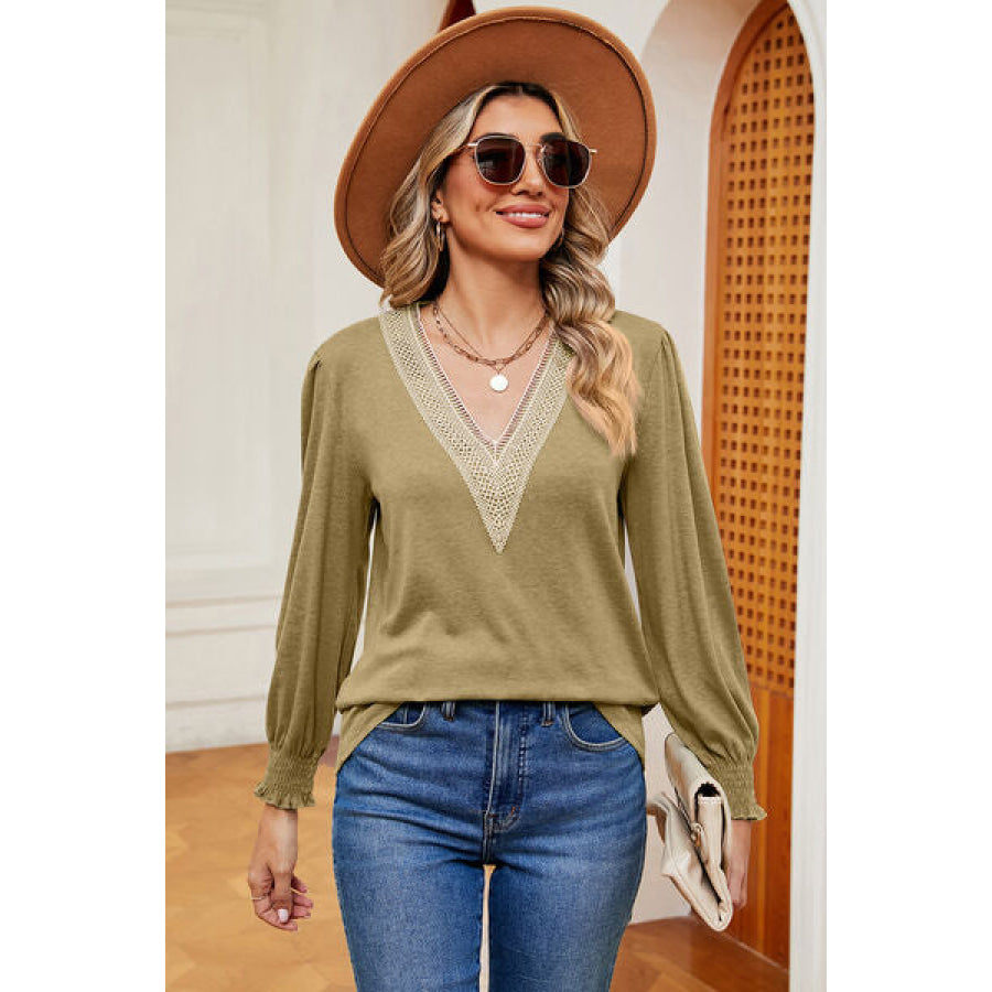 V - Neck Lantern Sleeve T - Shirt Apparel and Accessories