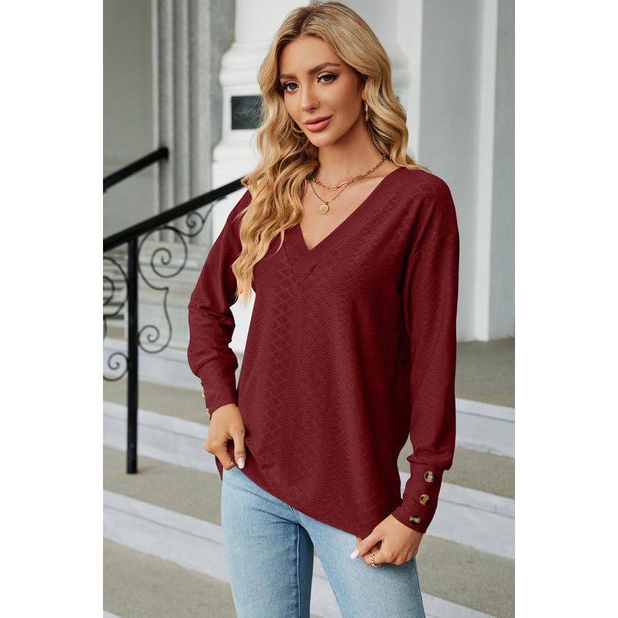 V - Neck Lantern Sleeve T - Shirt Apparel and Accessories