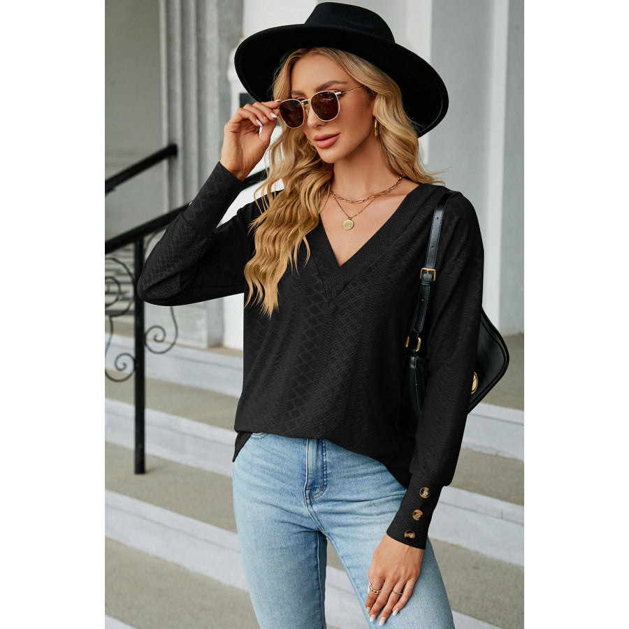 V - Neck Lantern Sleeve T - Shirt Apparel and Accessories