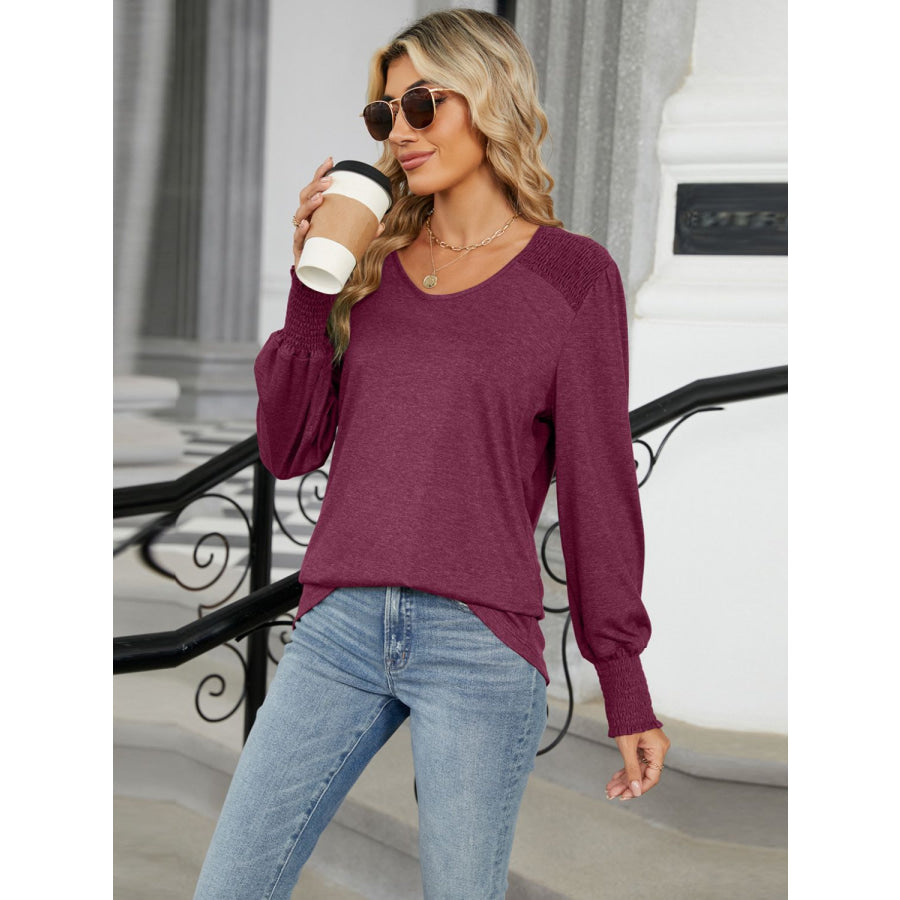 V-Neck Lantern Sleeve T-Shirt Apparel and Accessories