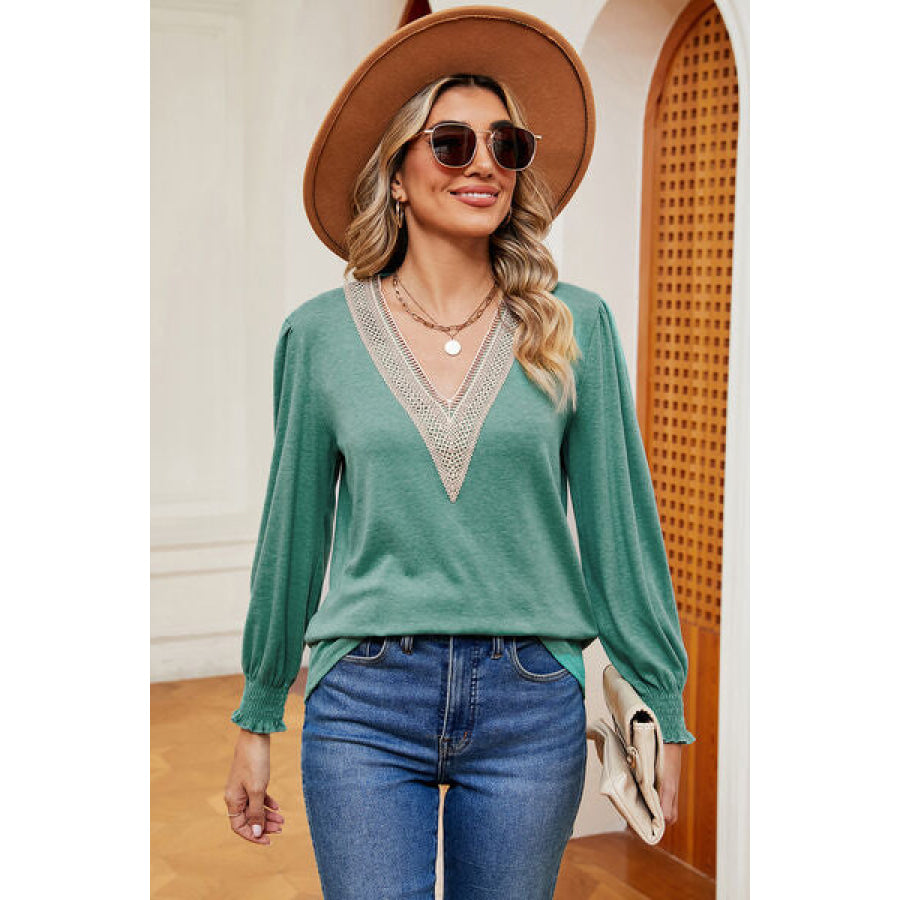 V - Neck Lantern Sleeve T - Shirt Apparel and Accessories