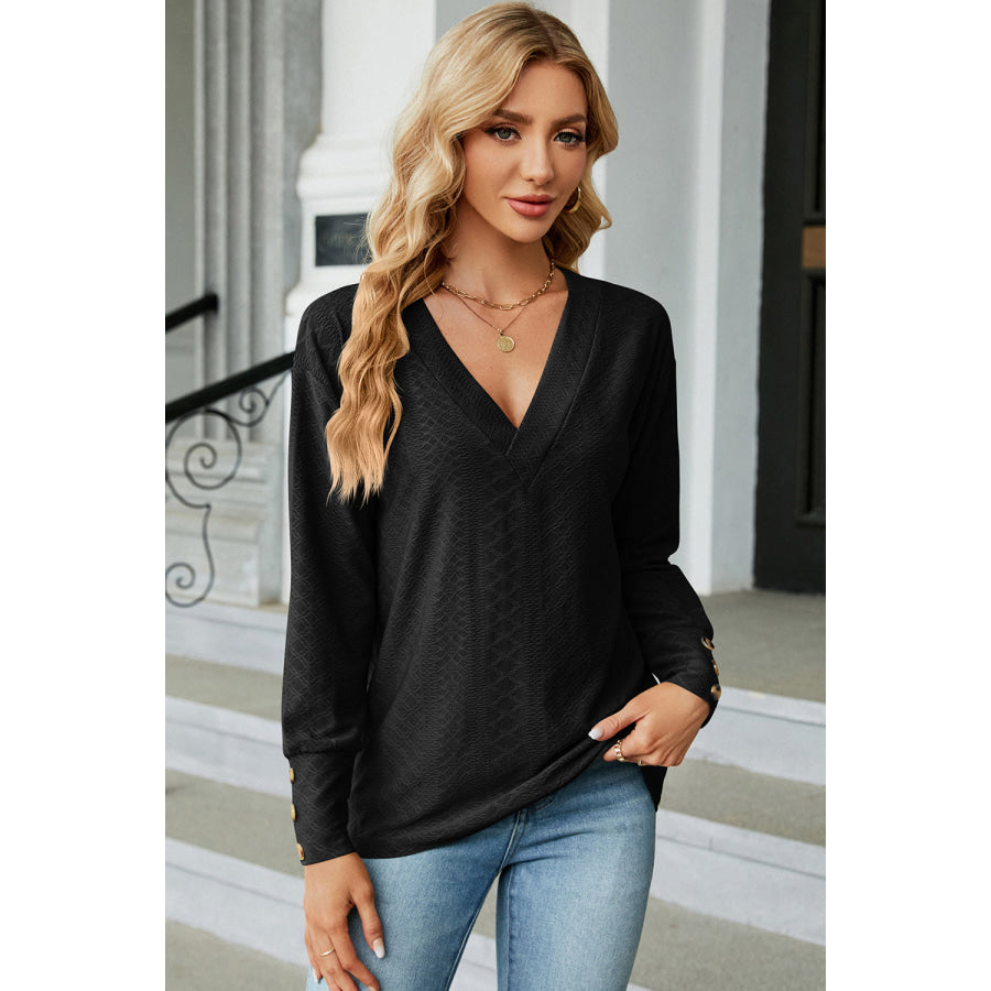V - Neck Lantern Sleeve T - Shirt Apparel and Accessories