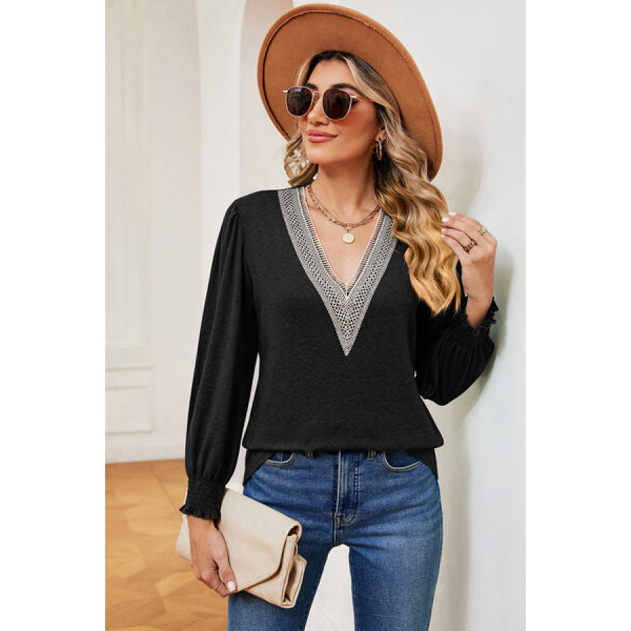 V - Neck Lantern Sleeve T - Shirt Apparel and Accessories