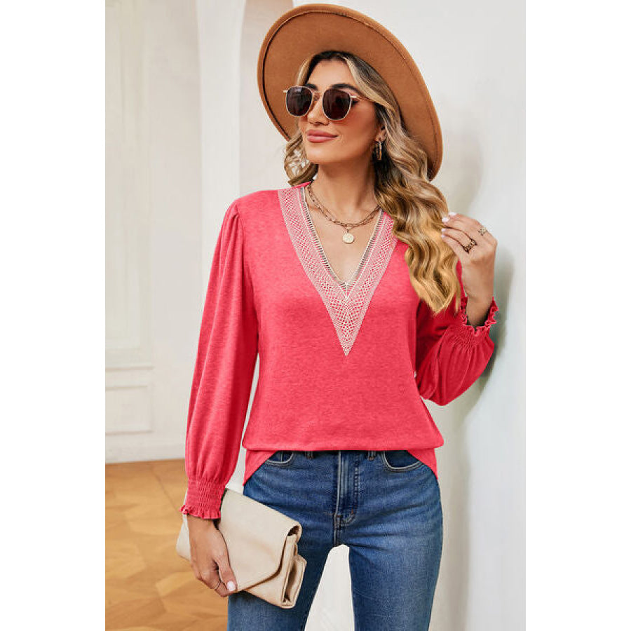 V - Neck Lantern Sleeve T - Shirt Apparel and Accessories