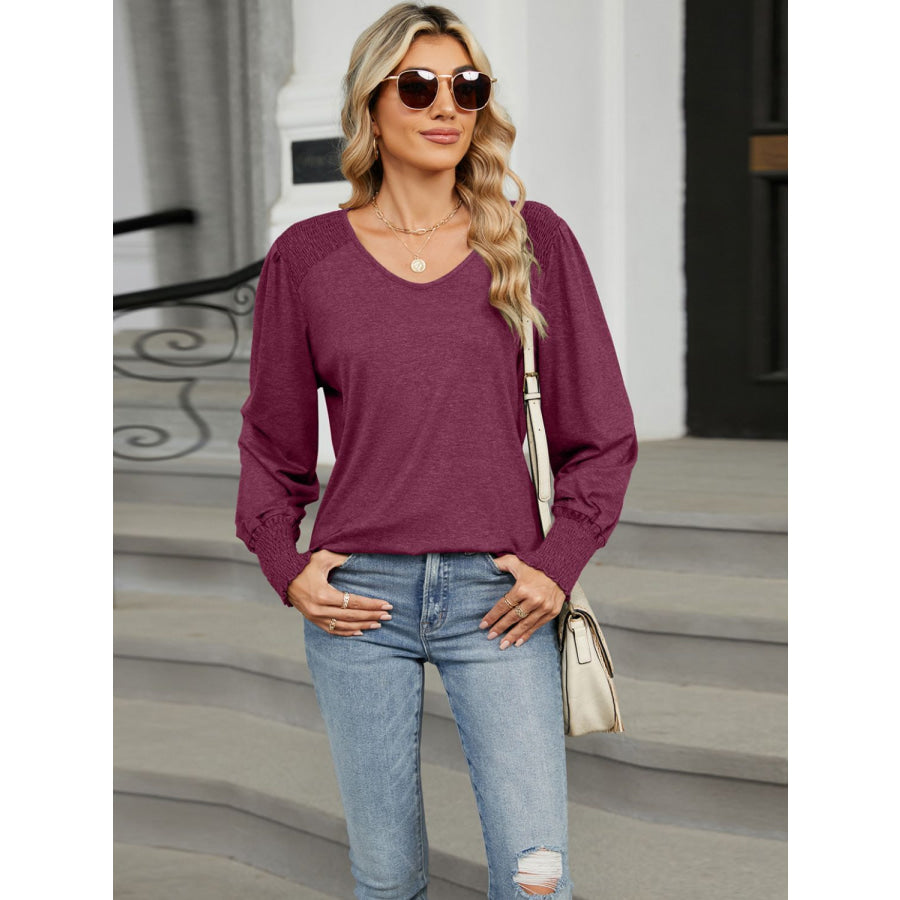 V-Neck Lantern Sleeve T-Shirt Apparel and Accessories