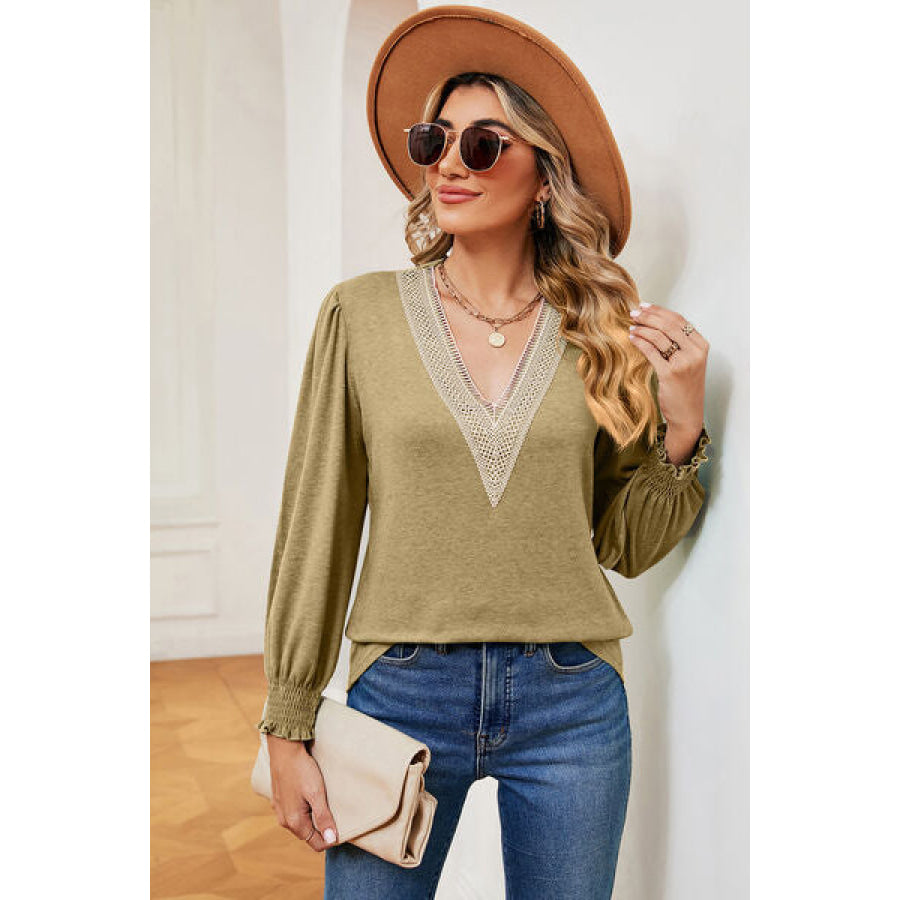 V - Neck Lantern Sleeve T - Shirt Apparel and Accessories