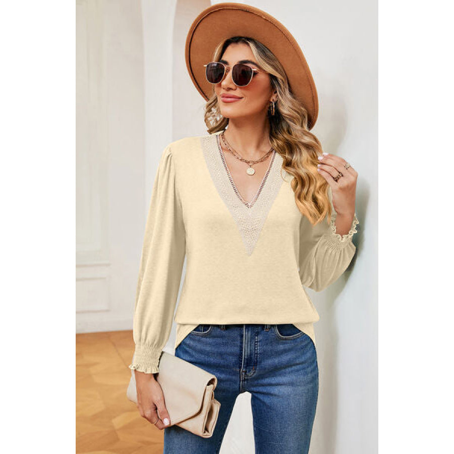 V - Neck Lantern Sleeve T - Shirt Apparel and Accessories