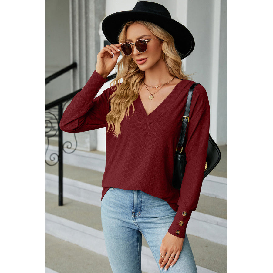 V - Neck Lantern Sleeve T - Shirt Apparel and Accessories