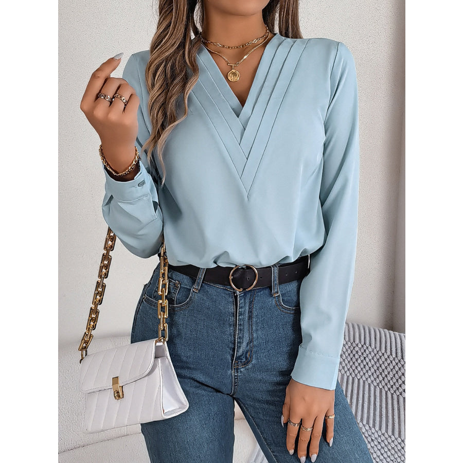 V-Neck Long Sleeve Blouse Apparel and Accessories