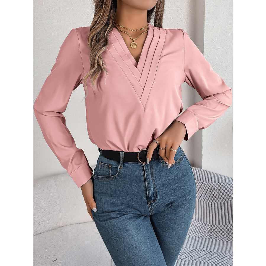 V-Neck Long Sleeve Blouse Apparel and Accessories