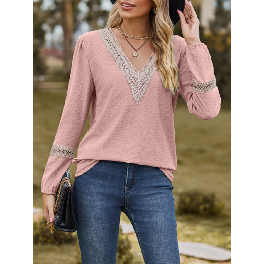 V-Neck Long Sleeve Blouse Apparel and Accessories