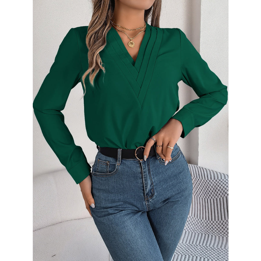 V-Neck Long Sleeve Blouse Apparel and Accessories