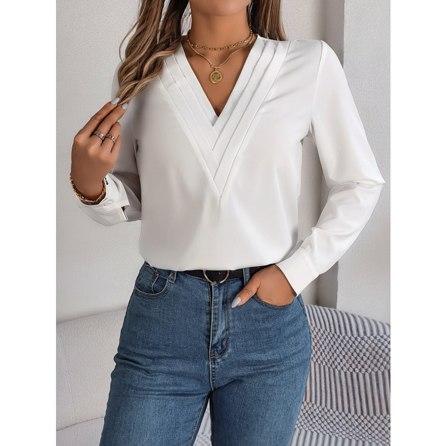 V-Neck Long Sleeve Blouse Apparel and Accessories