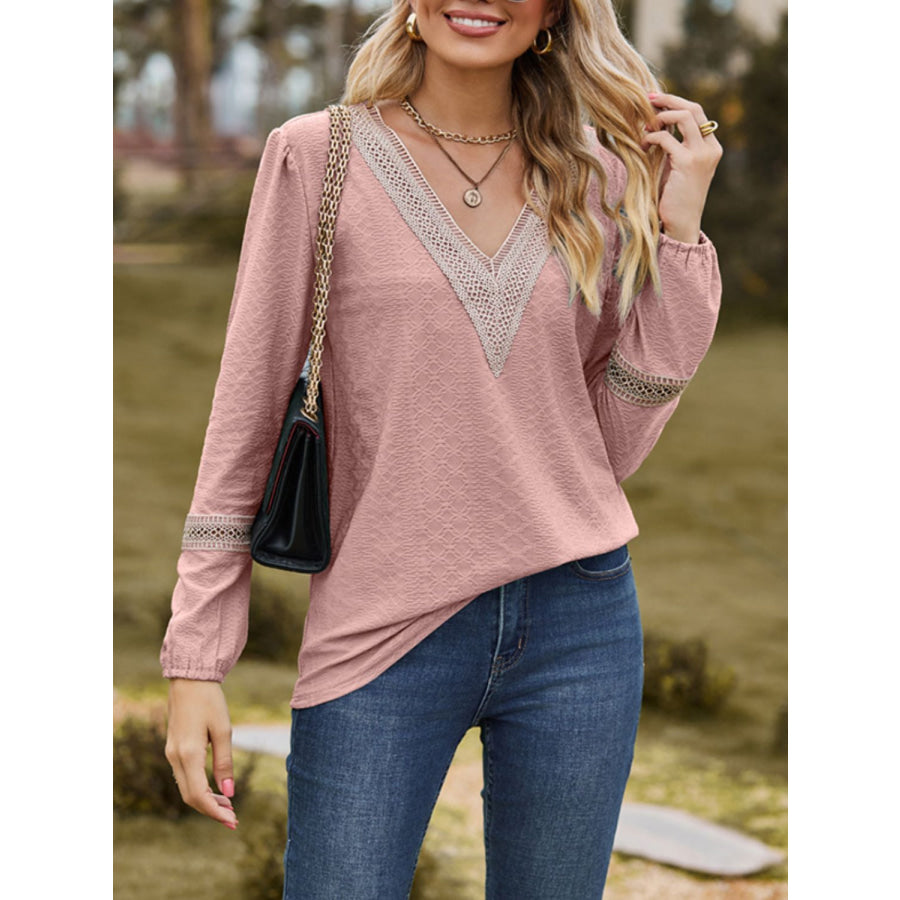 V-Neck Long Sleeve Blouse Apparel and Accessories