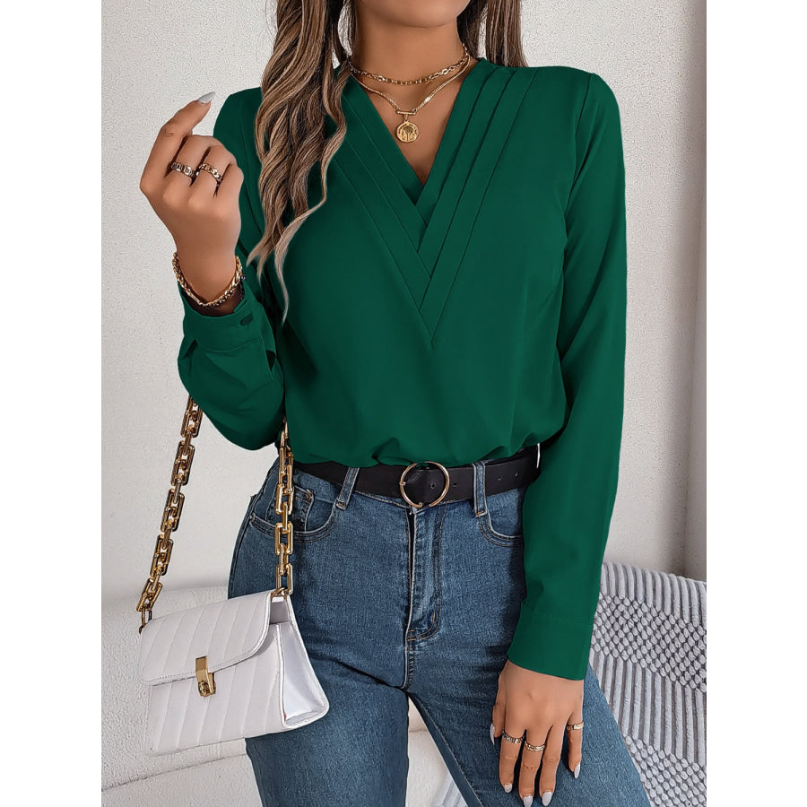 V-Neck Long Sleeve Blouse Apparel and Accessories