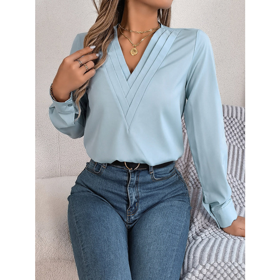 V-Neck Long Sleeve Blouse Apparel and Accessories