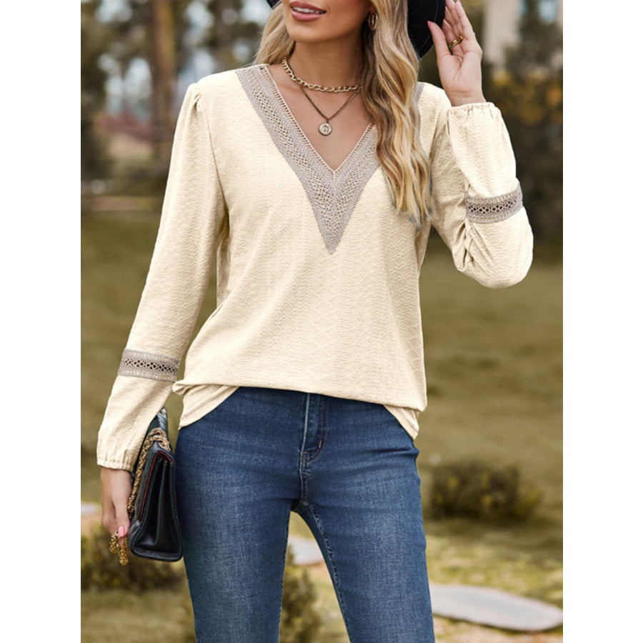 V-Neck Long Sleeve Blouse Apparel and Accessories