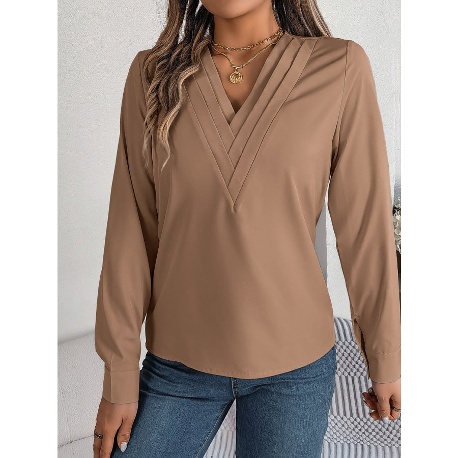 V-Neck Long Sleeve Blouse Apparel and Accessories