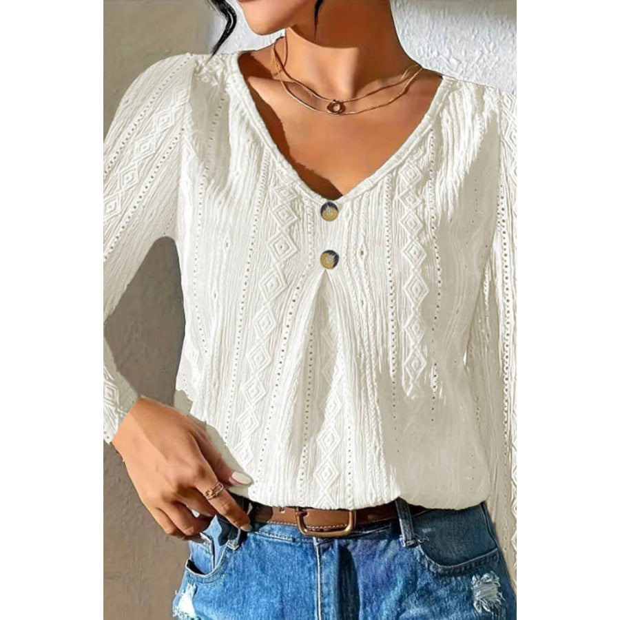 V-Neck Long Sleeve Blouse Apparel and Accessories