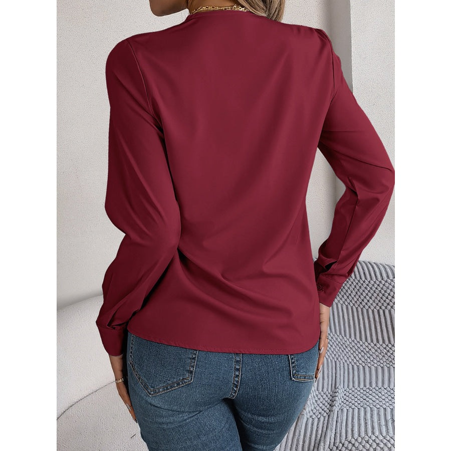 V-Neck Long Sleeve Blouse Apparel and Accessories