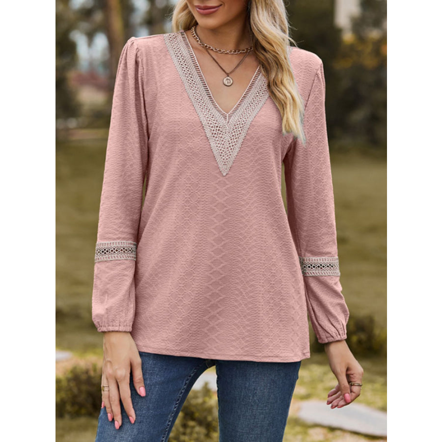 V-Neck Long Sleeve Blouse Apparel and Accessories