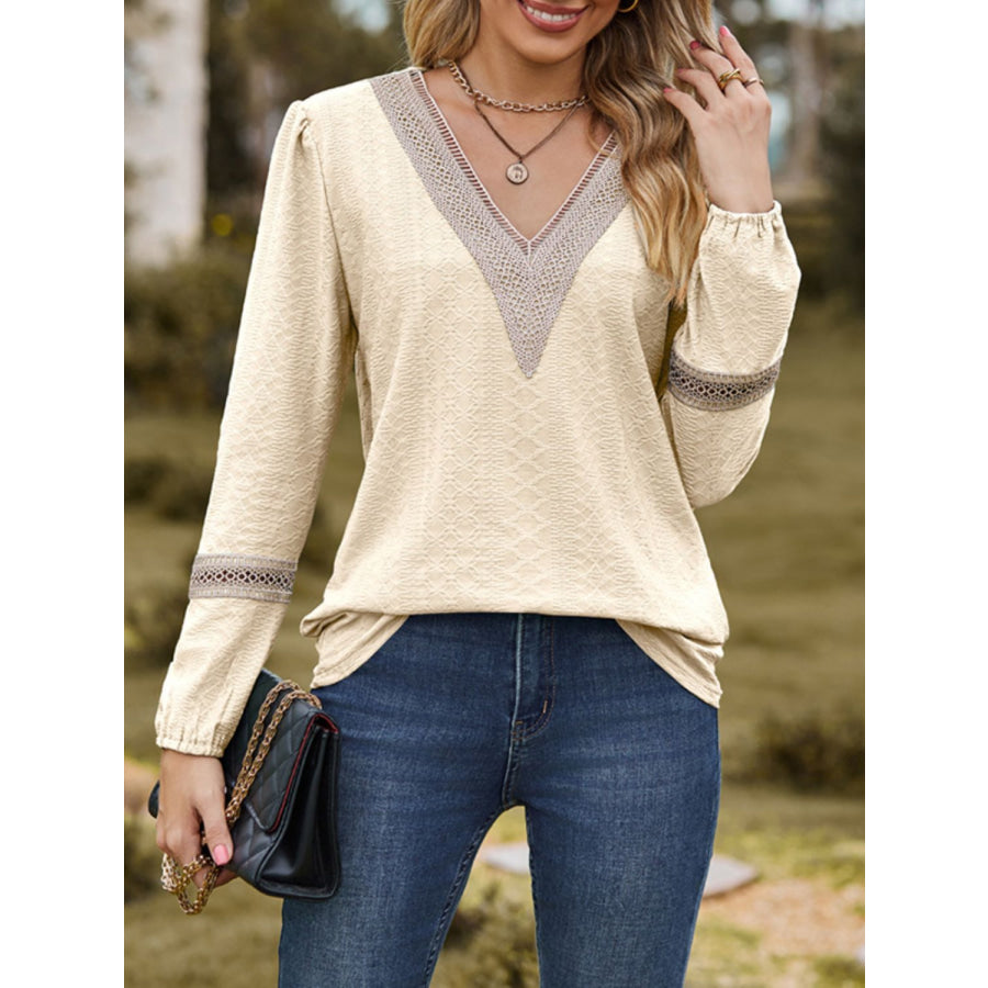 V-Neck Long Sleeve Blouse Apparel and Accessories