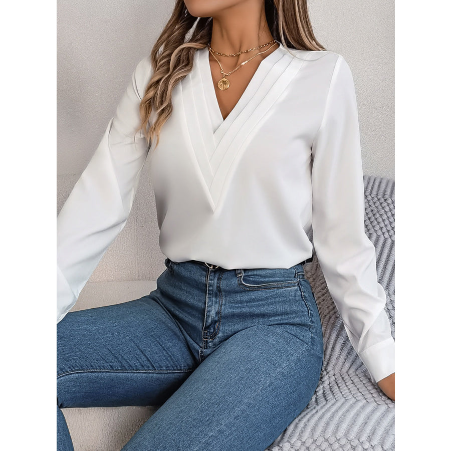 V-Neck Long Sleeve Blouse Apparel and Accessories