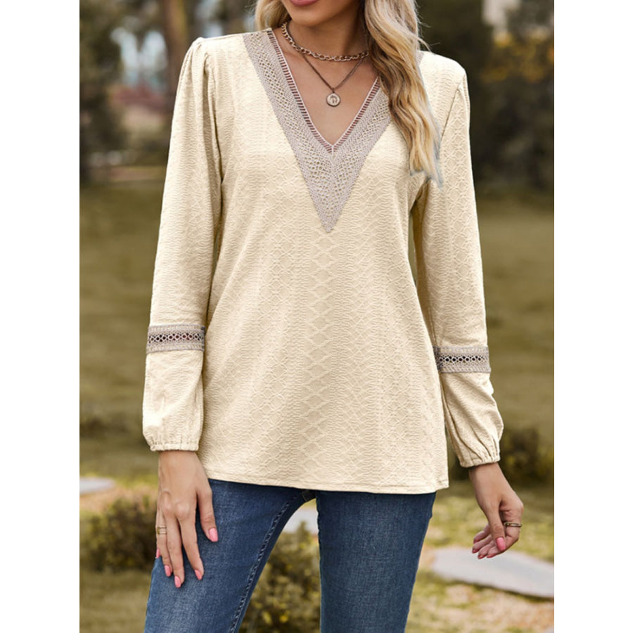 V-Neck Long Sleeve Blouse Apparel and Accessories