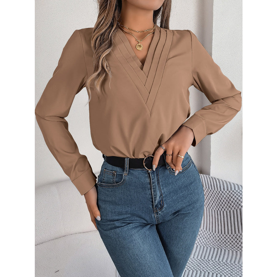 V-Neck Long Sleeve Blouse Apparel and Accessories