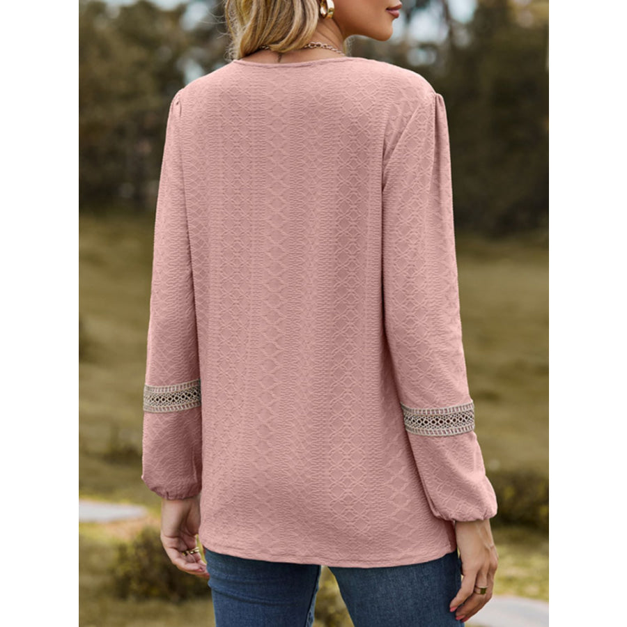 V-Neck Long Sleeve Blouse Dusty Pink / S Apparel and Accessories