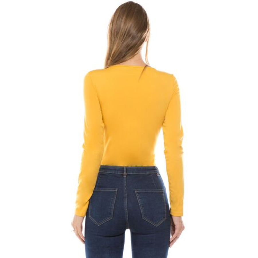 V - Neck Long Sleeve Bodysuit True Yellow / S Apparel and Accessories
