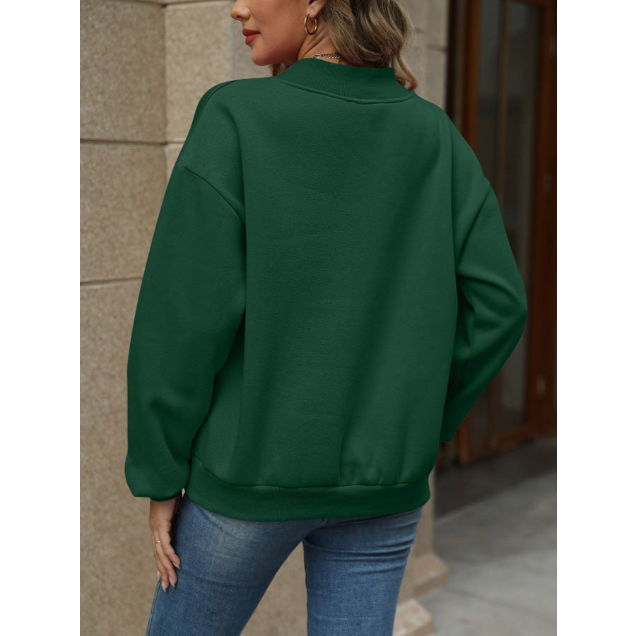 V-Neck Long Sleeve Dropped Shoulder Sweatshirt Apparel and Accessories