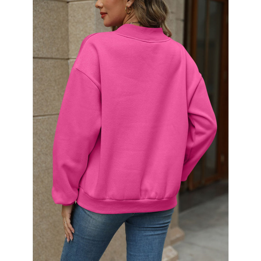 V-Neck Long Sleeve Dropped Shoulder Sweatshirt Apparel and Accessories