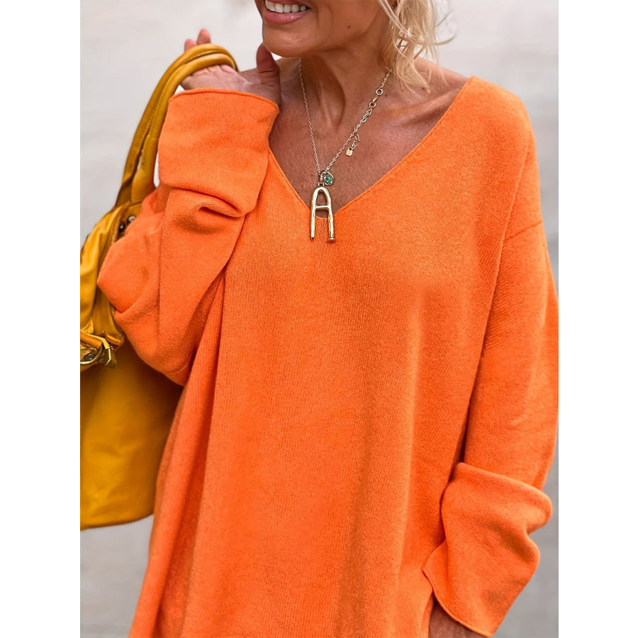 V-Neck Long Sleeve Knit Top Apparel and Accessories