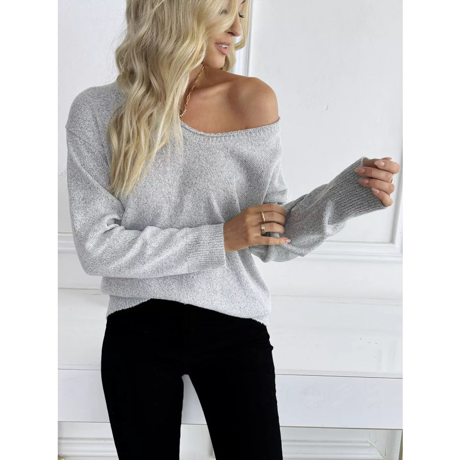 V-Neck Long Sleeve Knit Top Apparel and Accessories
