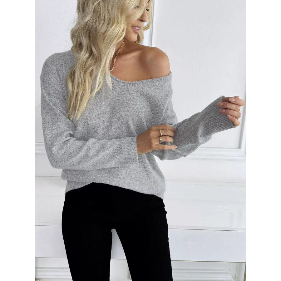 V-Neck Long Sleeve Knit Top Apparel and Accessories