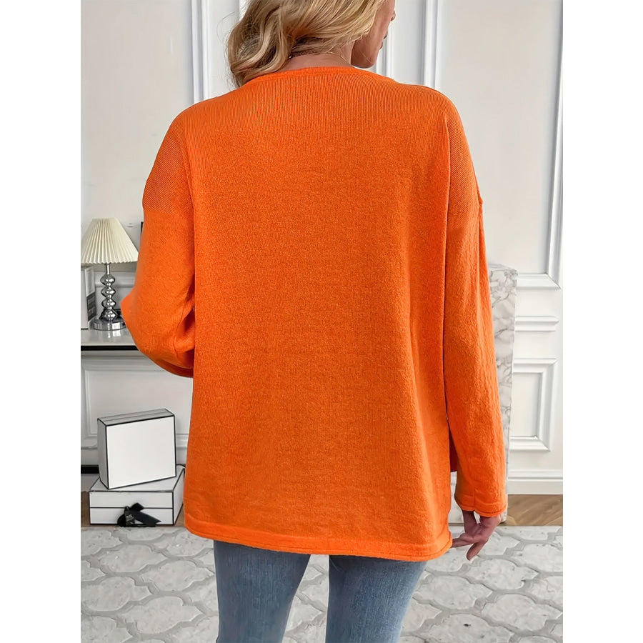 V-Neck Long Sleeve Knit Top Apparel and Accessories