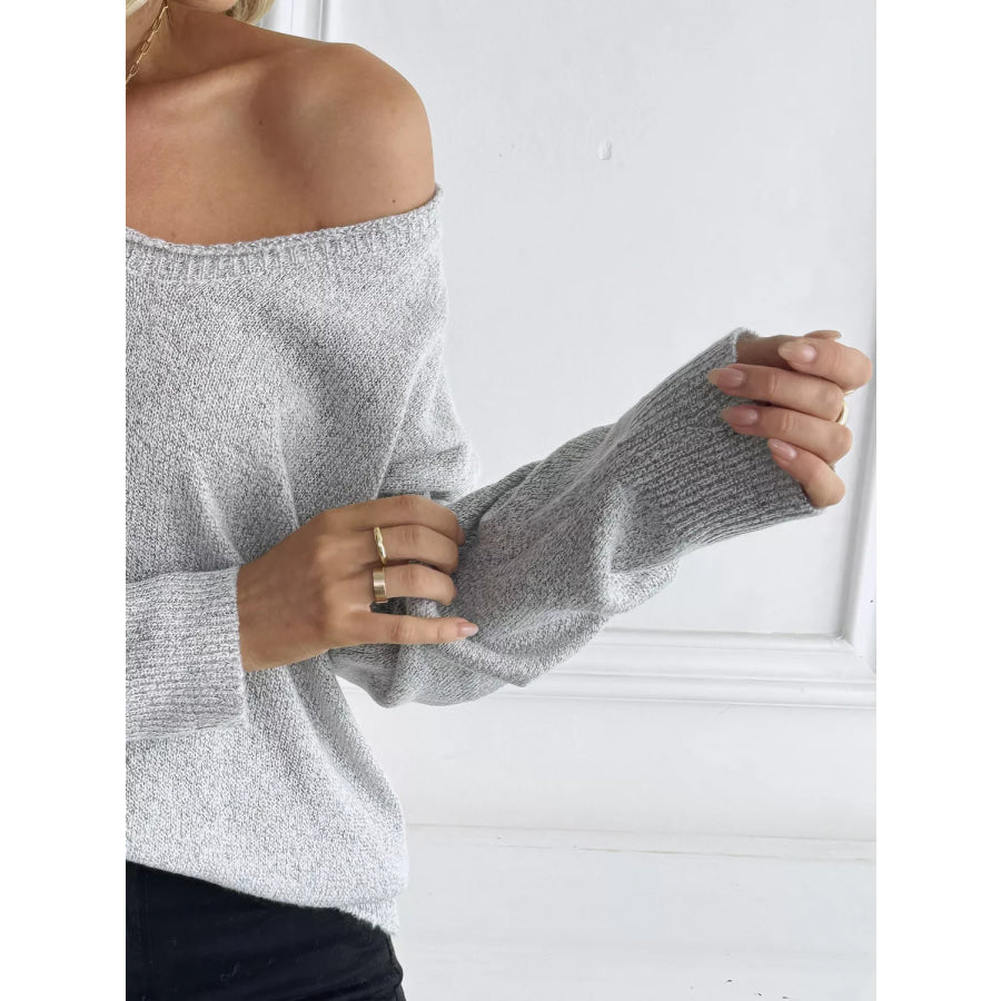 V-Neck Long Sleeve Knit Top Apparel and Accessories