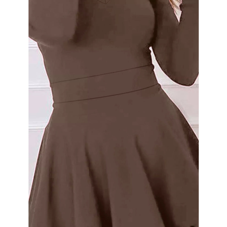 V-Neck Long Sleeve Layered Ruffle Mini Dress Apparel and Accessories