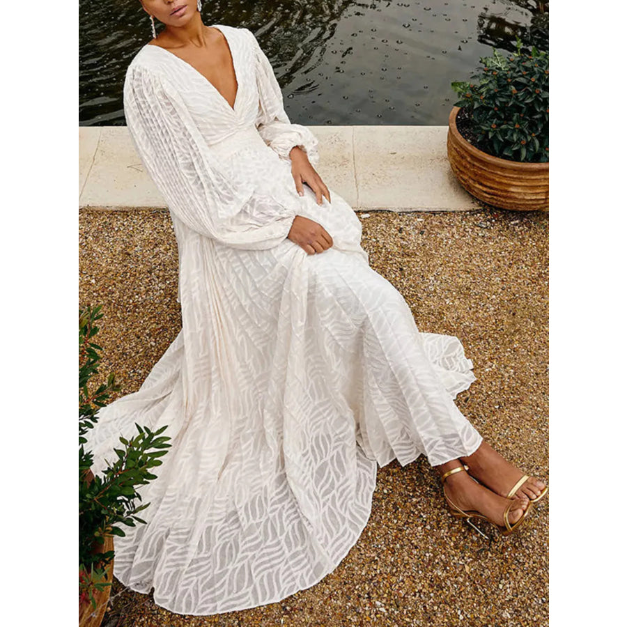 V-Neck Long Sleeve Maxi Dress Apparel and Accessories
