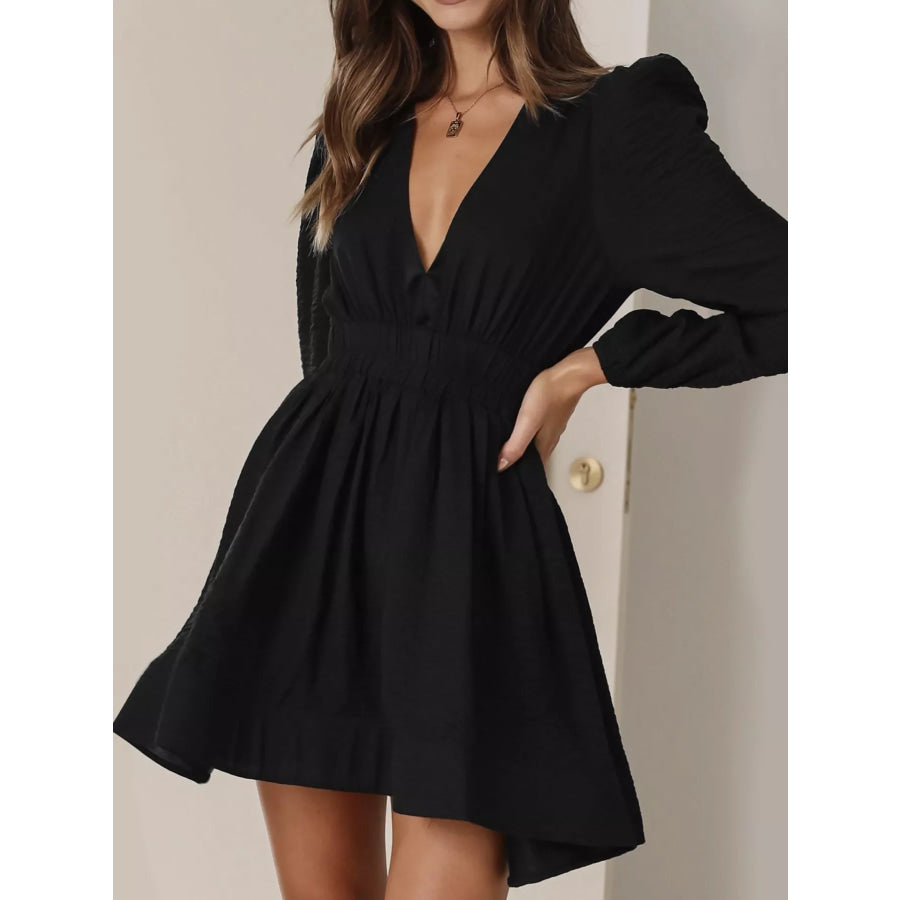 V-Neck Long Sleeve Mini Dress Apparel and Accessories