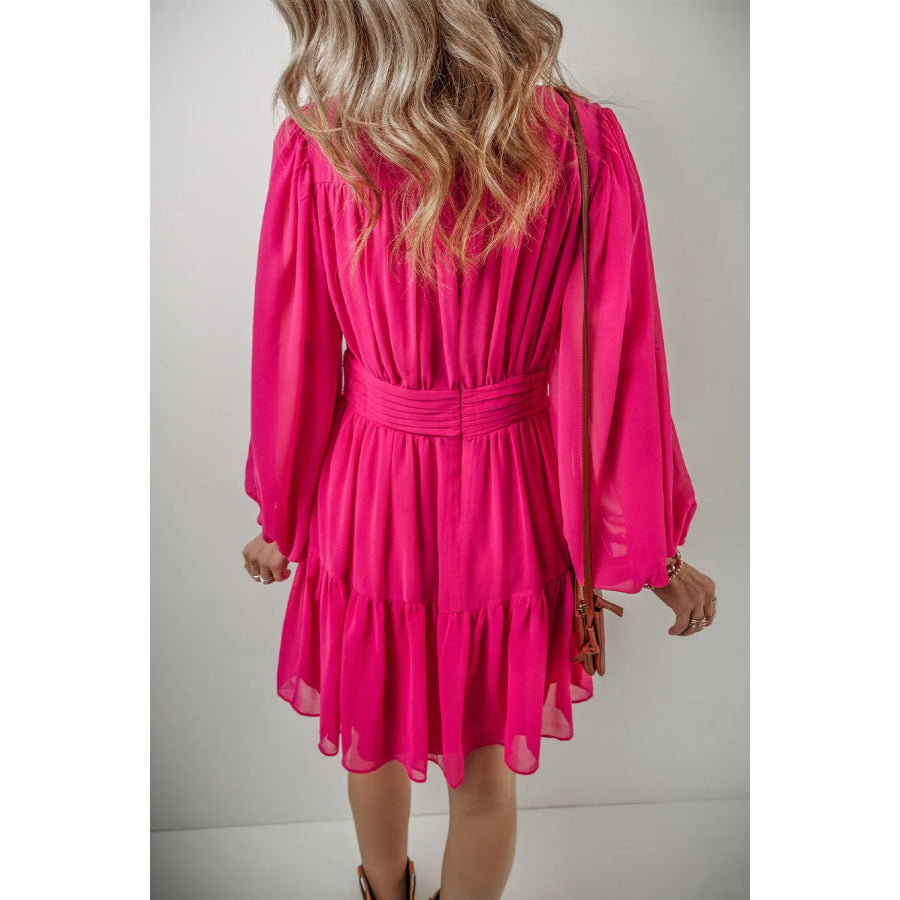 V-Neck Long Sleeve Mini Dress Apparel and Accessories