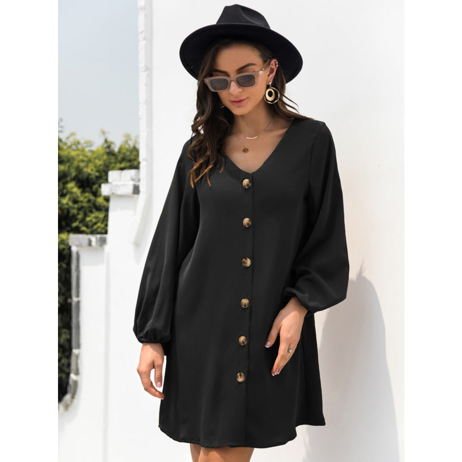 V-Neck Long Sleeve Mini Dress Apparel and Accessories