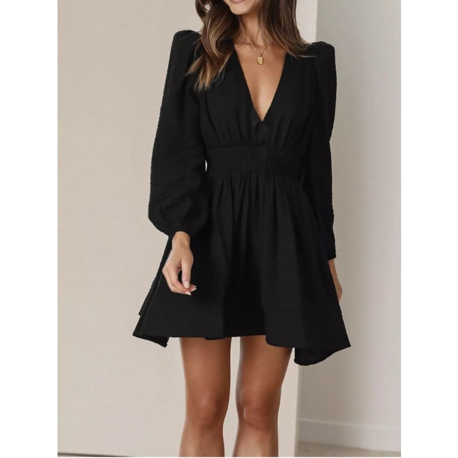 V-Neck Long Sleeve Mini Dress Apparel and Accessories