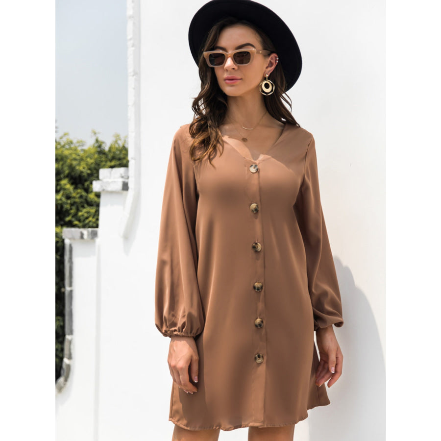 V-Neck Long Sleeve Mini Dress Apparel and Accessories