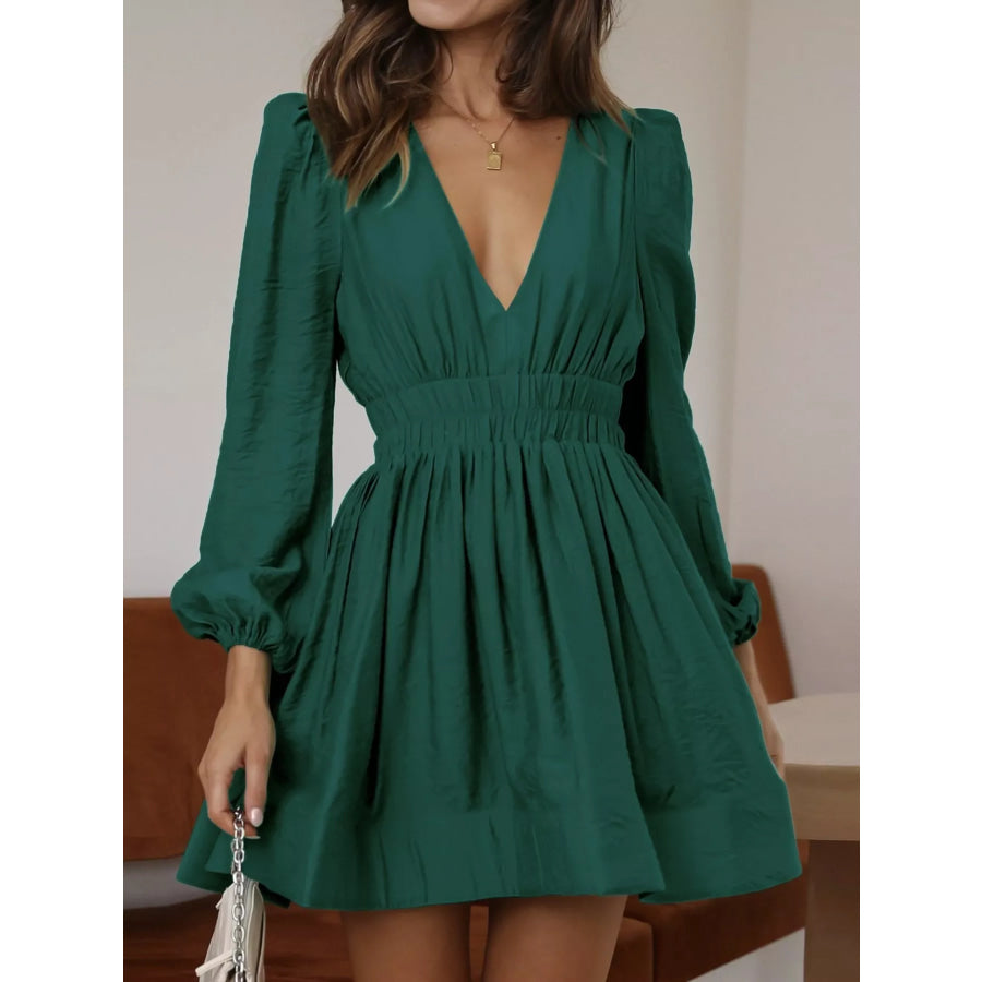 V-Neck Long Sleeve Mini Dress Apparel and Accessories