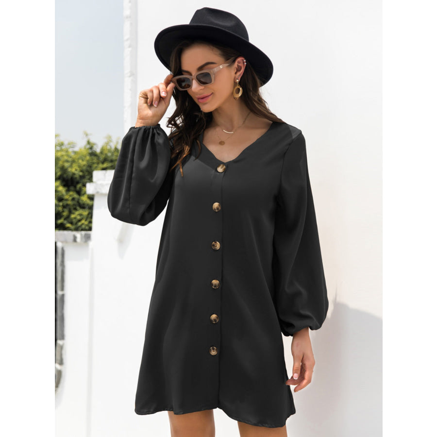 V-Neck Long Sleeve Mini Dress Apparel and Accessories