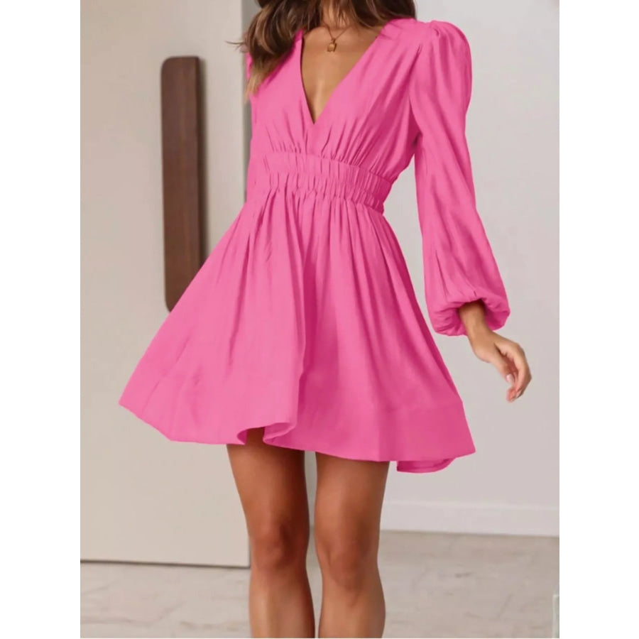 V-Neck Long Sleeve Mini Dress Apparel and Accessories